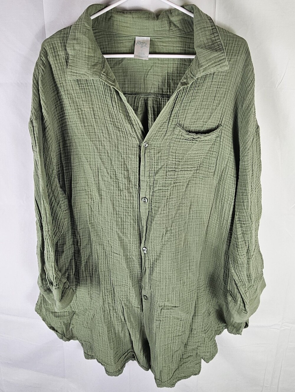 Kona Sol Button-Down Shirt Womens L Minimalist Casual Western Boho New Money